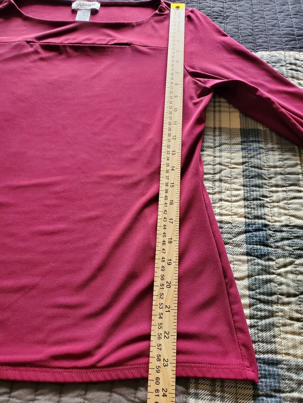 Carmen Marc Valvo Designer Boatneck Peekaboo 3/4 Sleeve Top Vacation - Picture 5 of 11